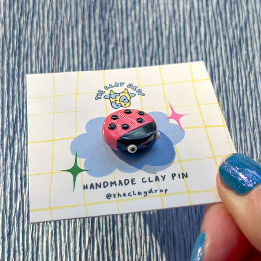 Ladybird Pin - Coral