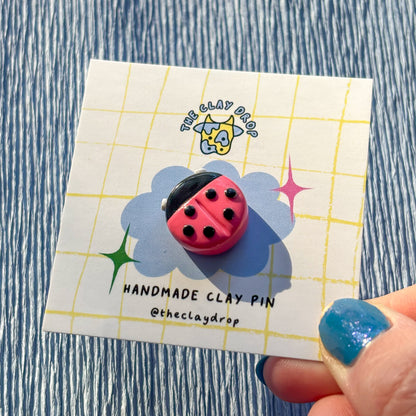 Ladybird Pin - Coral