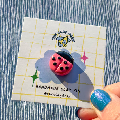 Ladybird Pin - Coral
