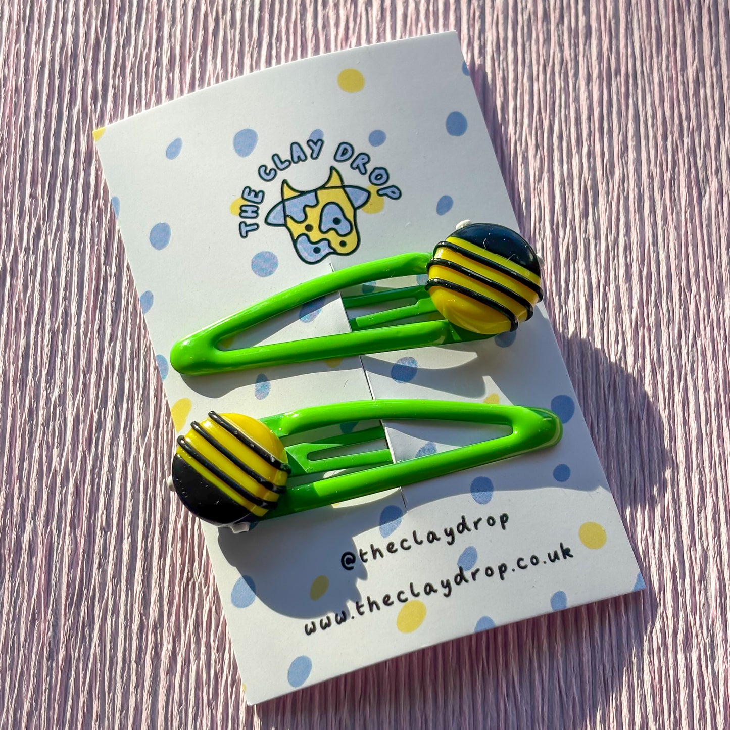Bee Hair Clips - Green