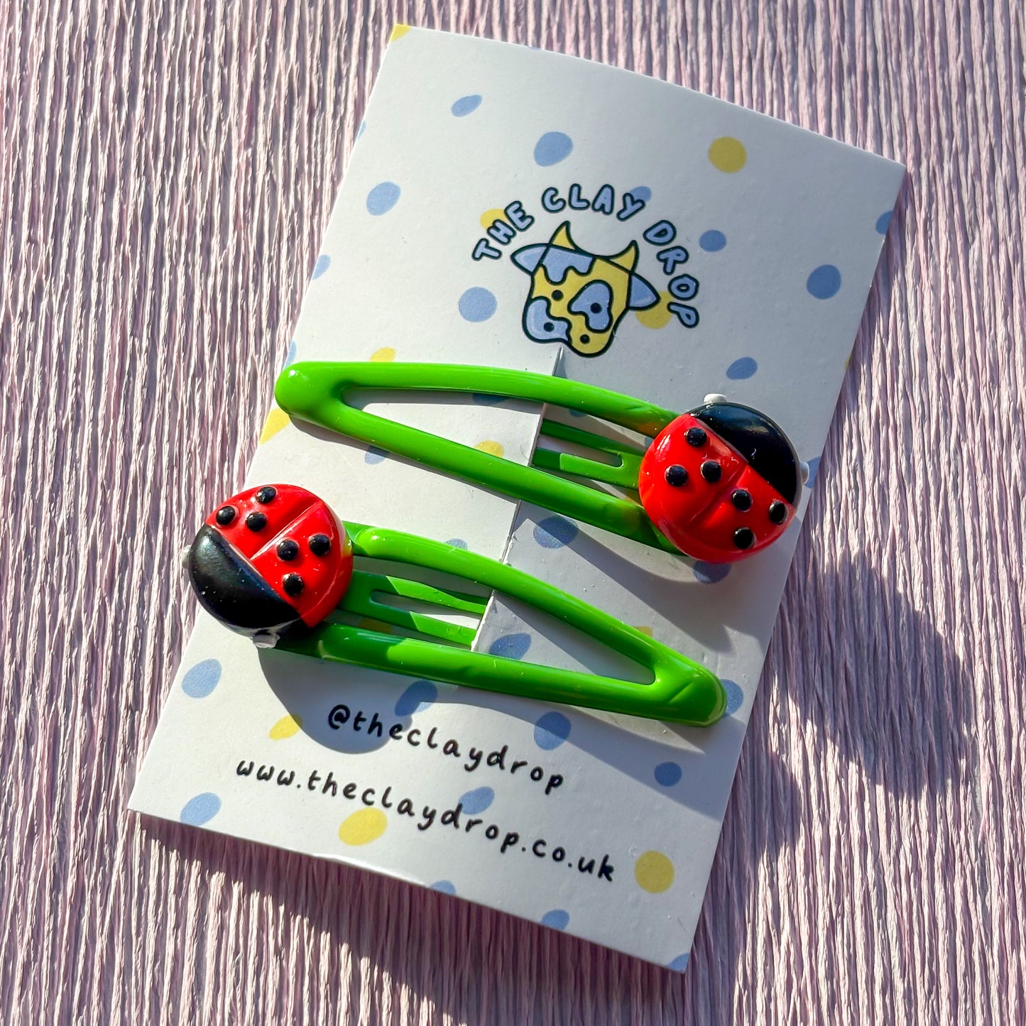 Ladybird Hair Clips - Green