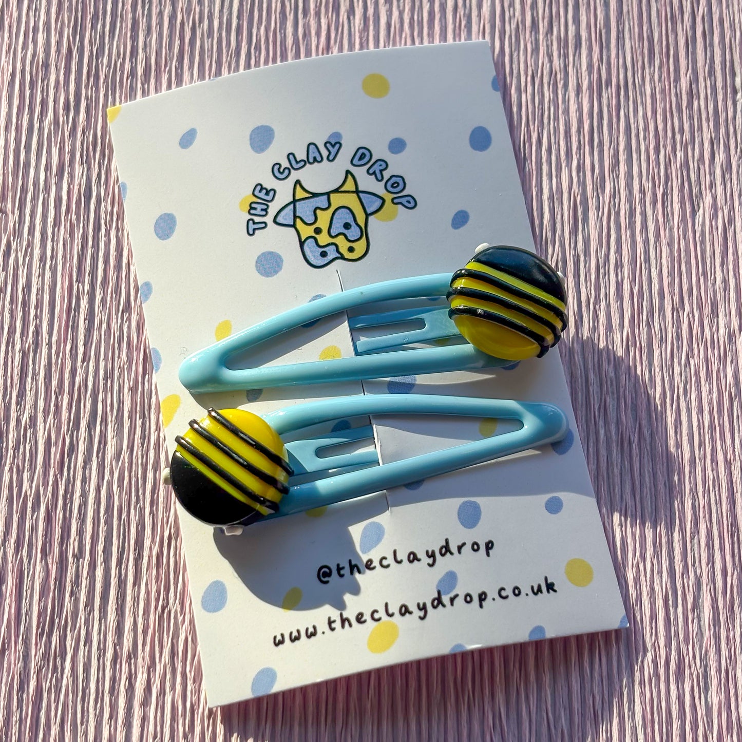 Bee Hair Clips - Blue