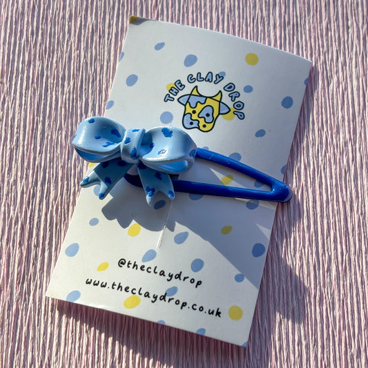 Bow Single Hair Clip - Blue