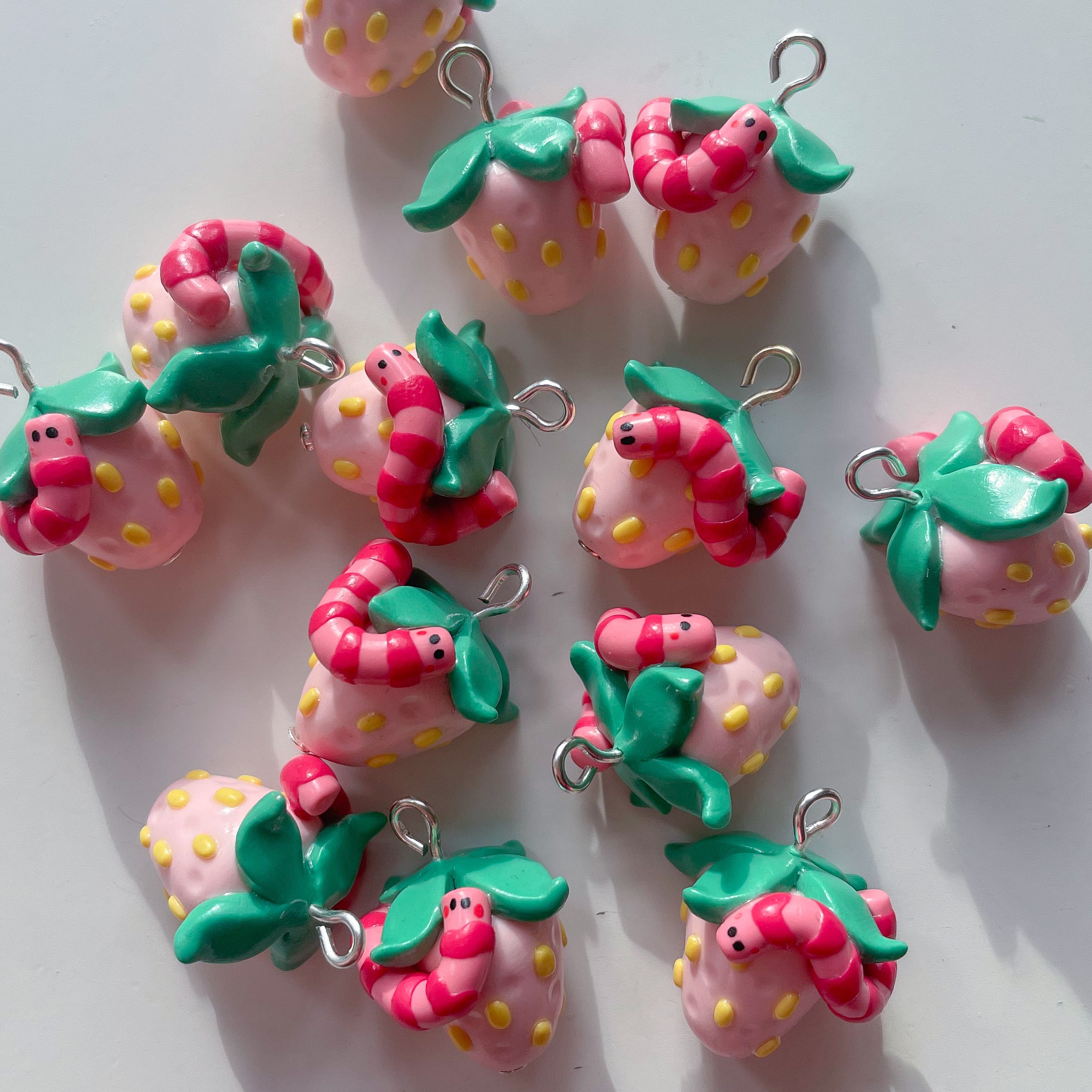 Strawberry Worms - Earrings Only