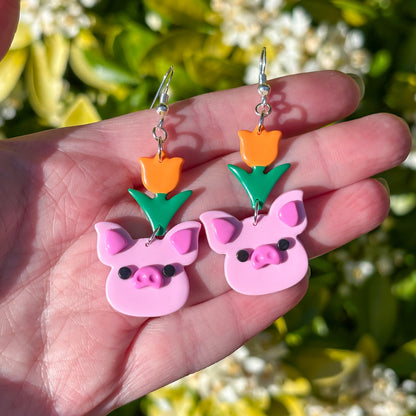 Pink & Orange Flower Pigs