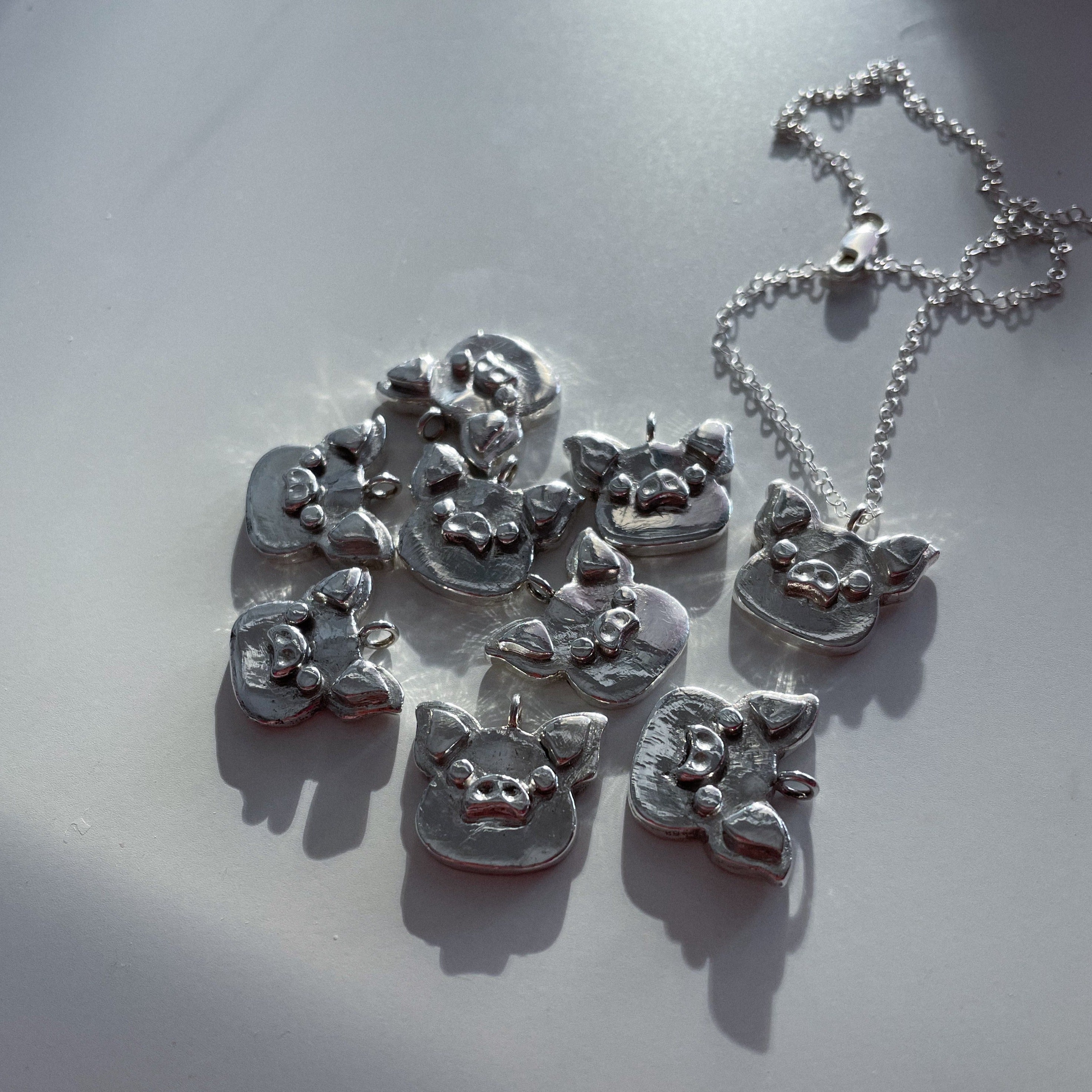 Fine Silver Pig Necklace (Small)