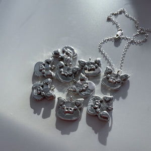 Fine Silver Pig Necklace (Small)
