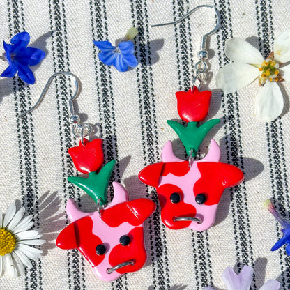 Pink & Red Flower Cows