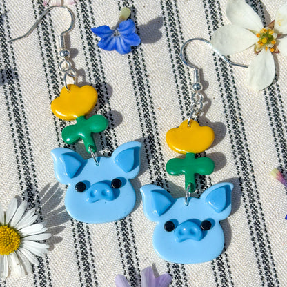 Blue & Yellow Flower Pigs