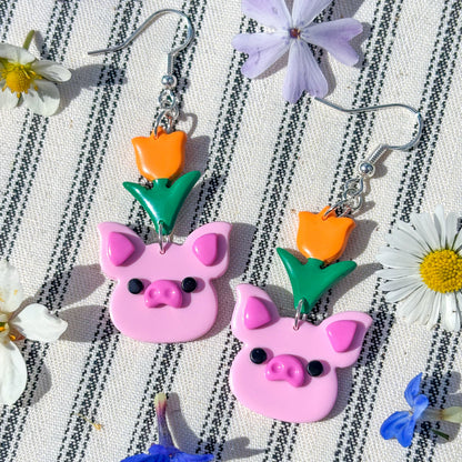 Pink & Orange Flower Pigs