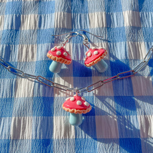Blue Stem Mushrooms - Earrings Only