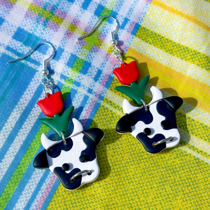 Black & Red Flower Cows