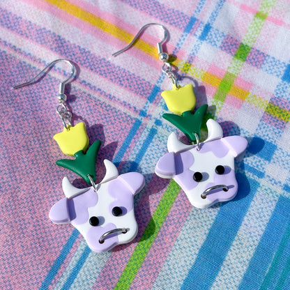 Lilac & Yellow Flower Cows