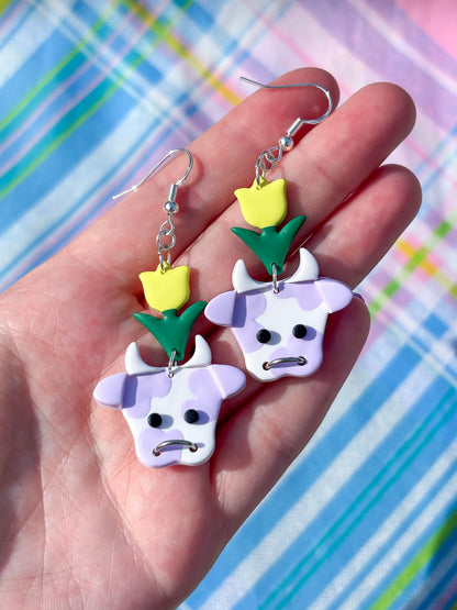 Lilac & Yellow Flower Cows