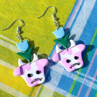 Pink & Blue Flower Cows