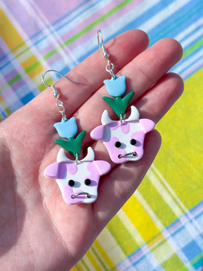 Pink & Blue Flower Cows