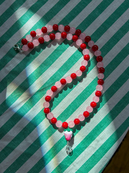Pink + Red Strawberry Necklace