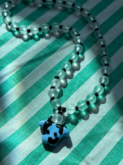 Blue + Black Cow Necklace
