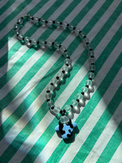 Blue + Black Cow Necklace