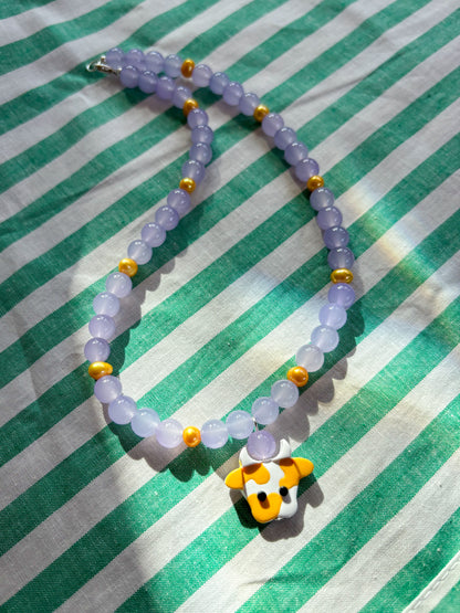 Lilac + Gold Cow Necklace