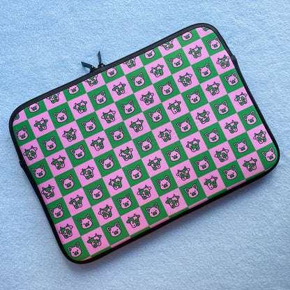Device Sleeve - Pink & Green Check Print *MADE-TO-ORDER*