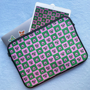 Device Sleeve - Pink & Green Check Print *MADE-TO-ORDER*