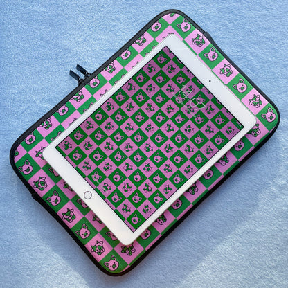Device Sleeve - Pink & Green Check Print *MADE-TO-ORDER*