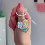 Load image into Gallery viewer, Cosmic Cow Trio Enamel Keychain

