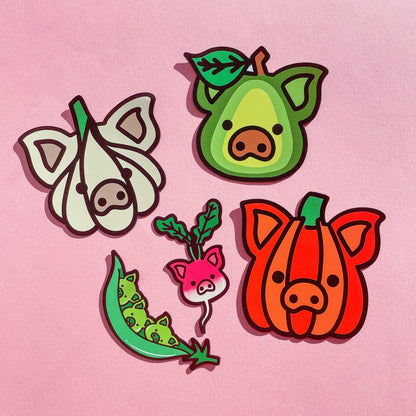 Produce Pigs Fridge Magnets: Pack of 5