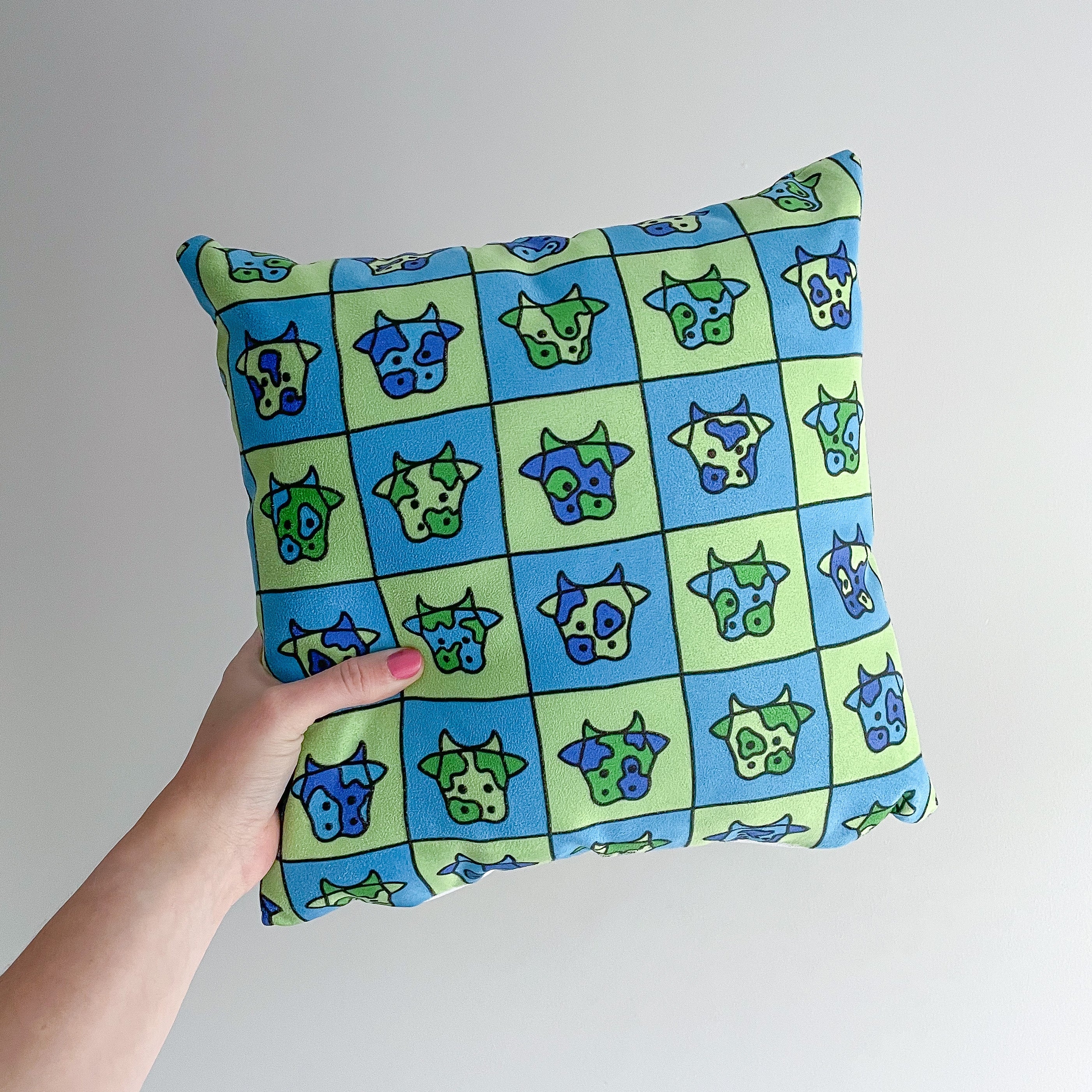 Cosmic Cow Cushion: Green & Blue *MADE-TO-ORDER*
