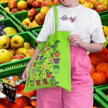 Lime Green Produce Pigs Tote Bag *MADE-TO-ORDER*
