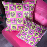 Load image into Gallery viewer, Cosmic Cow Cushion: Pink &amp; Yellow *MADE-TO-ORDER*
