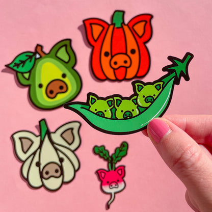 Produce Pigs Fridge Magnets: Pack of 5