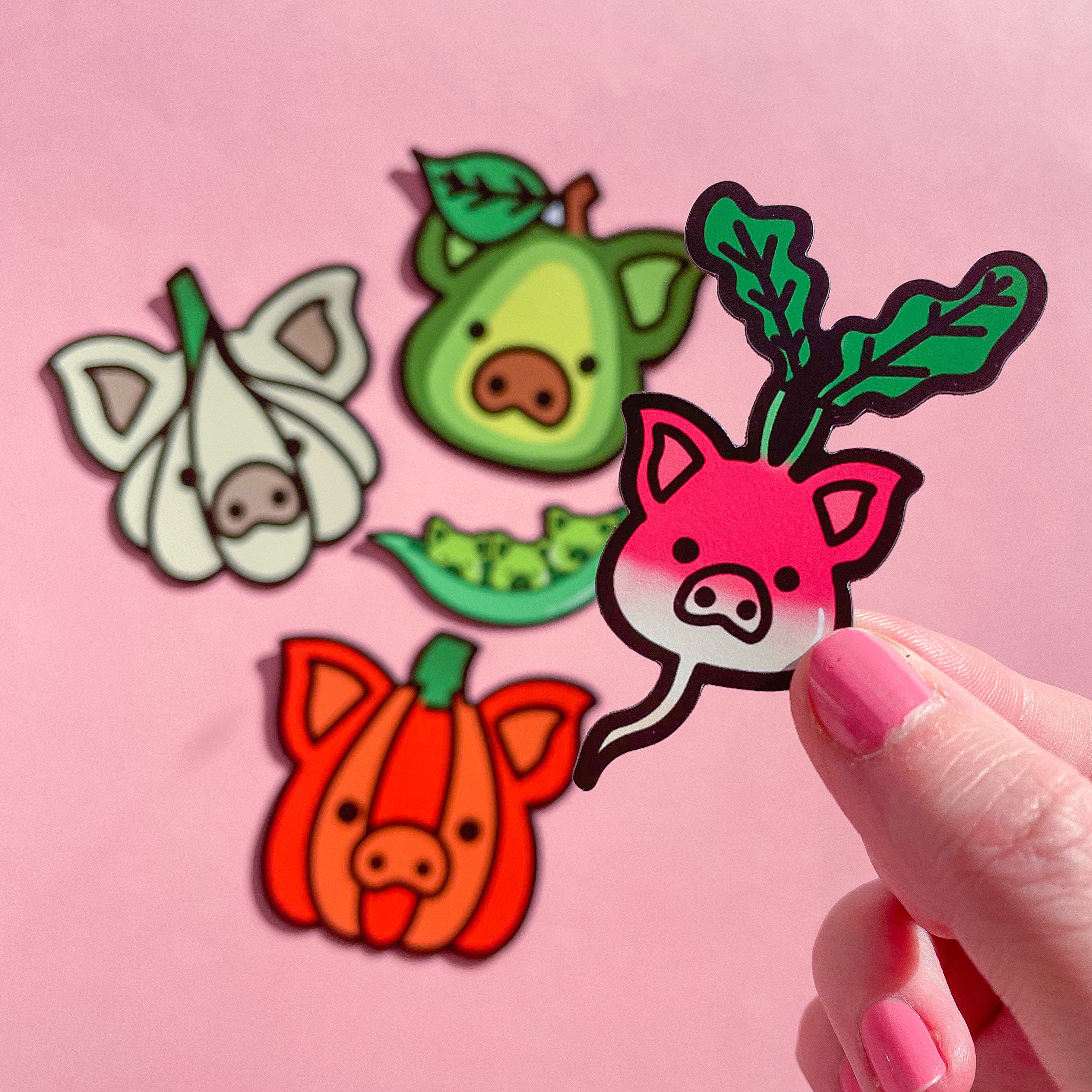 Produce Pigs Fridge Magnets: Pack of 5