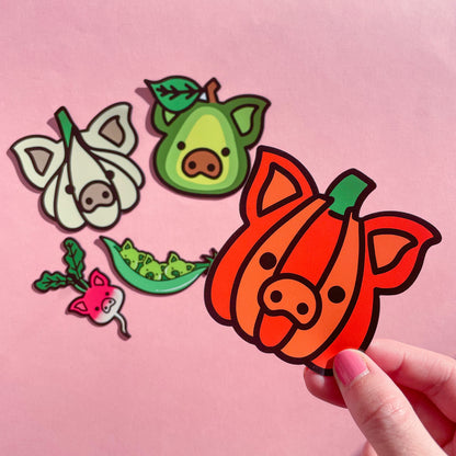 Produce Pigs Fridge Magnets: Pack of 5