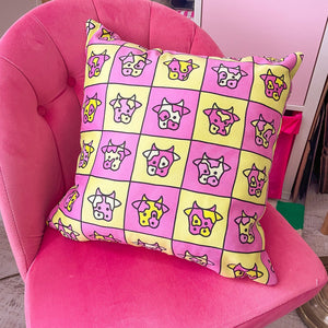 Cosmic Cow Cushion: Pink & Yellow *MADE-TO-ORDER*